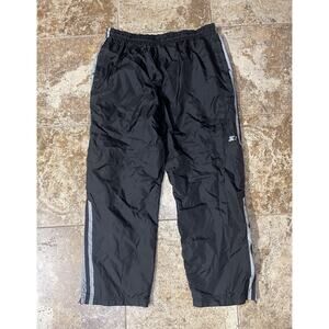 Men’s Starter Baggy Track Pants Size XL Black W/ Gray Stripes Zippered